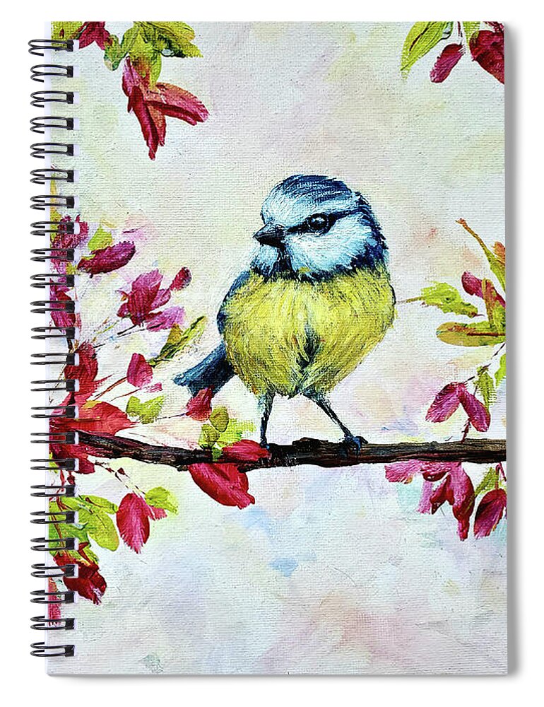 Bird Spiral Notebook featuring the painting Spring Songbird by Zan Savage