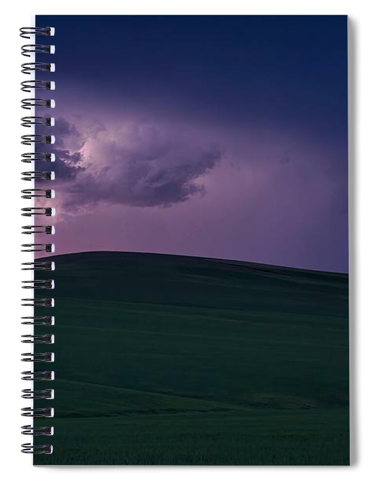 Spring Storm And Lightening Spiral Notebook featuring the photograph Spring storm and lightening by Lynn Hopwood