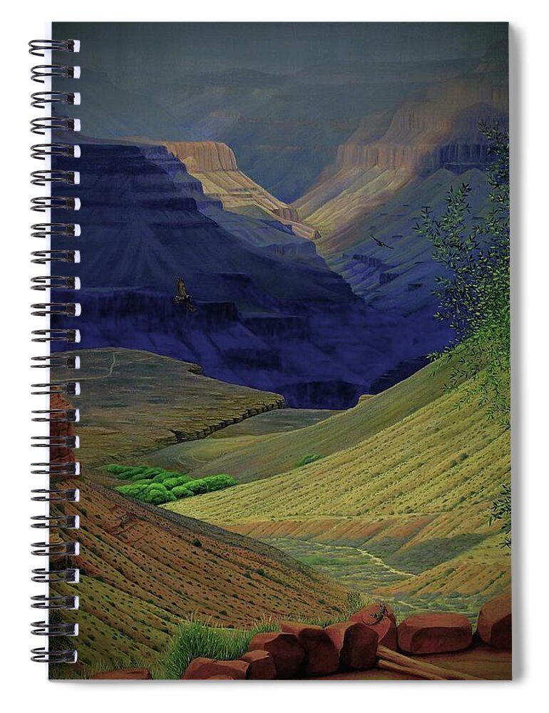 Kim Mcclinton Spiral Notebook featuring the painting Spring Storm On Bright Angel Trail by Kim McClinton