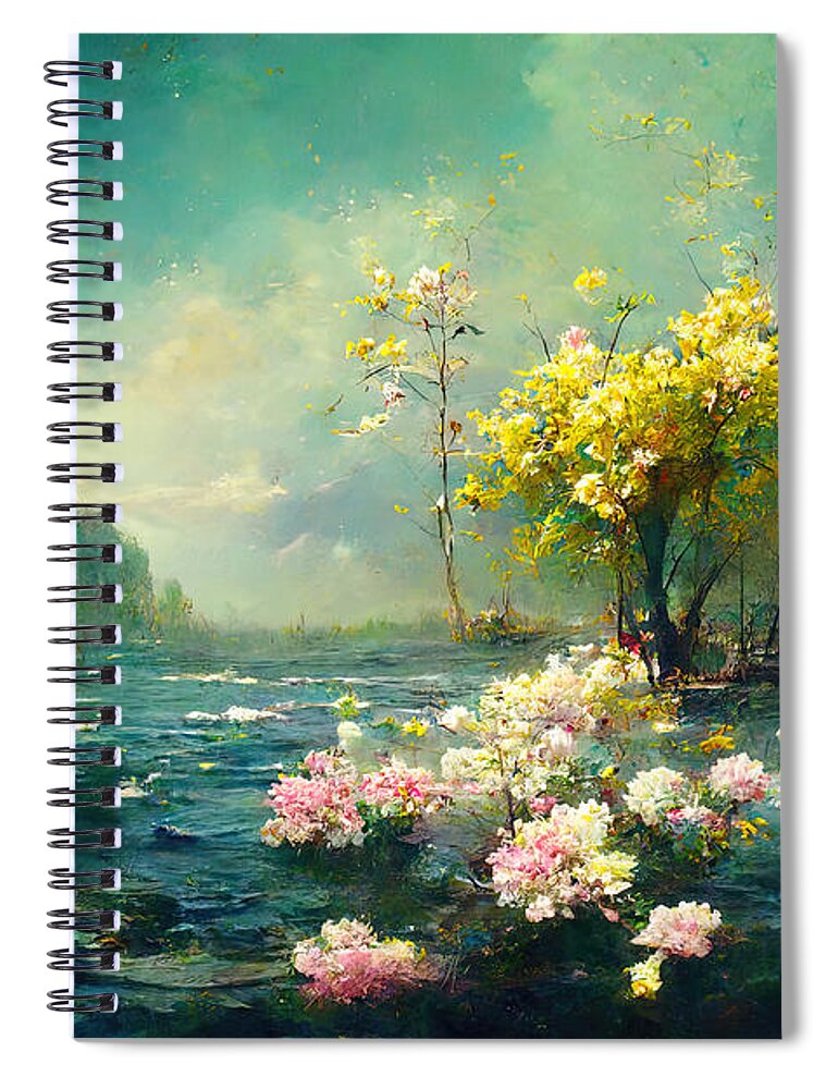 Lake Spiral Notebook featuring the painting Spring, Symphony of Nature, 09 by AM FineArtPrints