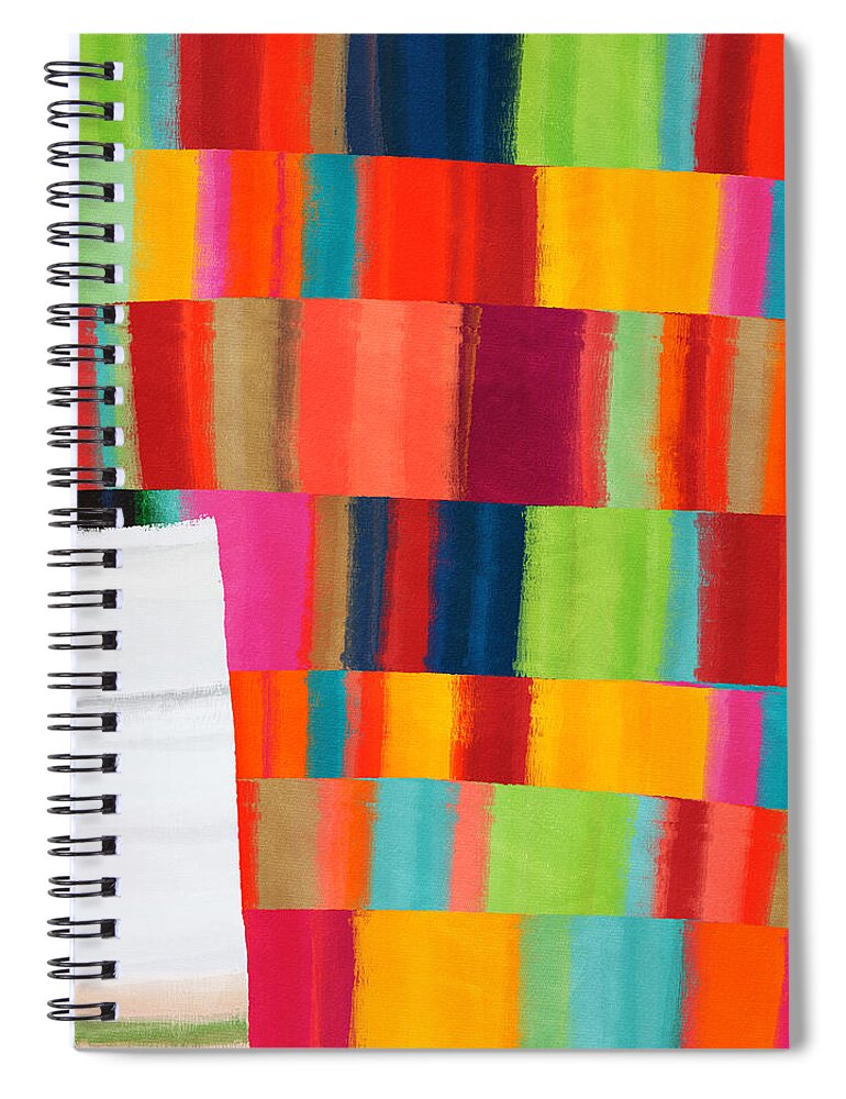 Abstract Spiral Notebook featuring the mixed media Springing Forward- Art by Linda Woods by Linda Woods