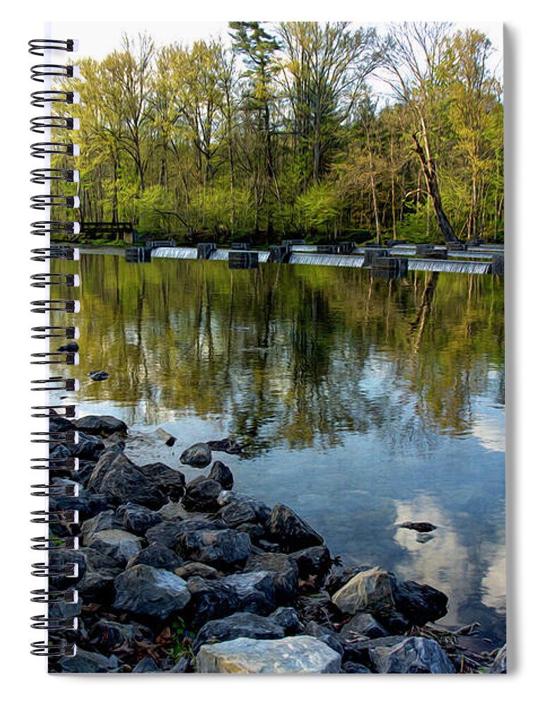 Weir Spiral Notebook featuring the photograph Springtime at the Weir by Shelia Hunt