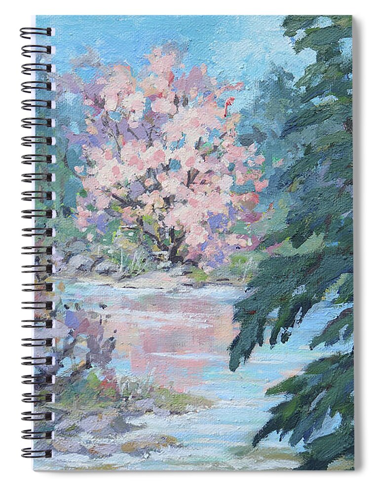 Spring Spiral Notebook featuring the painting Spring Dreams by Karen Ilari