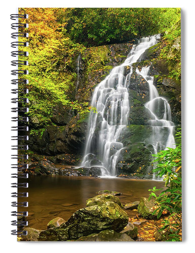 Appalachian Mountains Spiral Notebook featuring the photograph Spruce Flats Falls Autumn Full View by Kenneth Everett