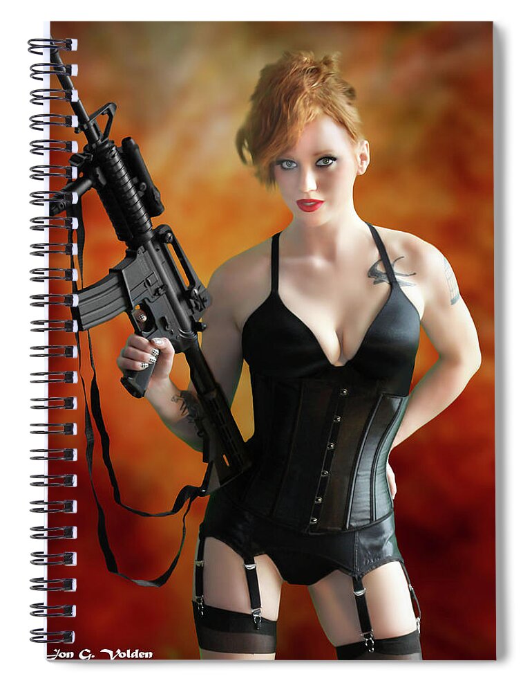 Spy with M16 Spiral Notebook by Jon - Pixels