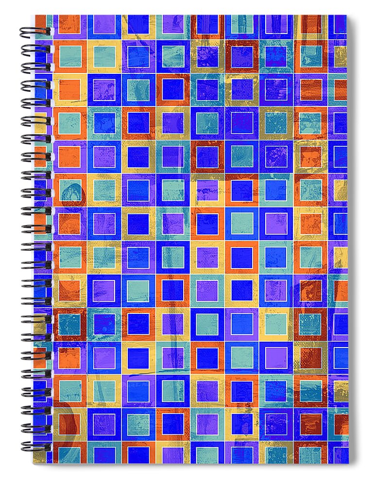 Art With Squares Spiral Notebook featuring the digital art SQUARE MELONS Purple Orange Abstract Squares by Lynnie Lang