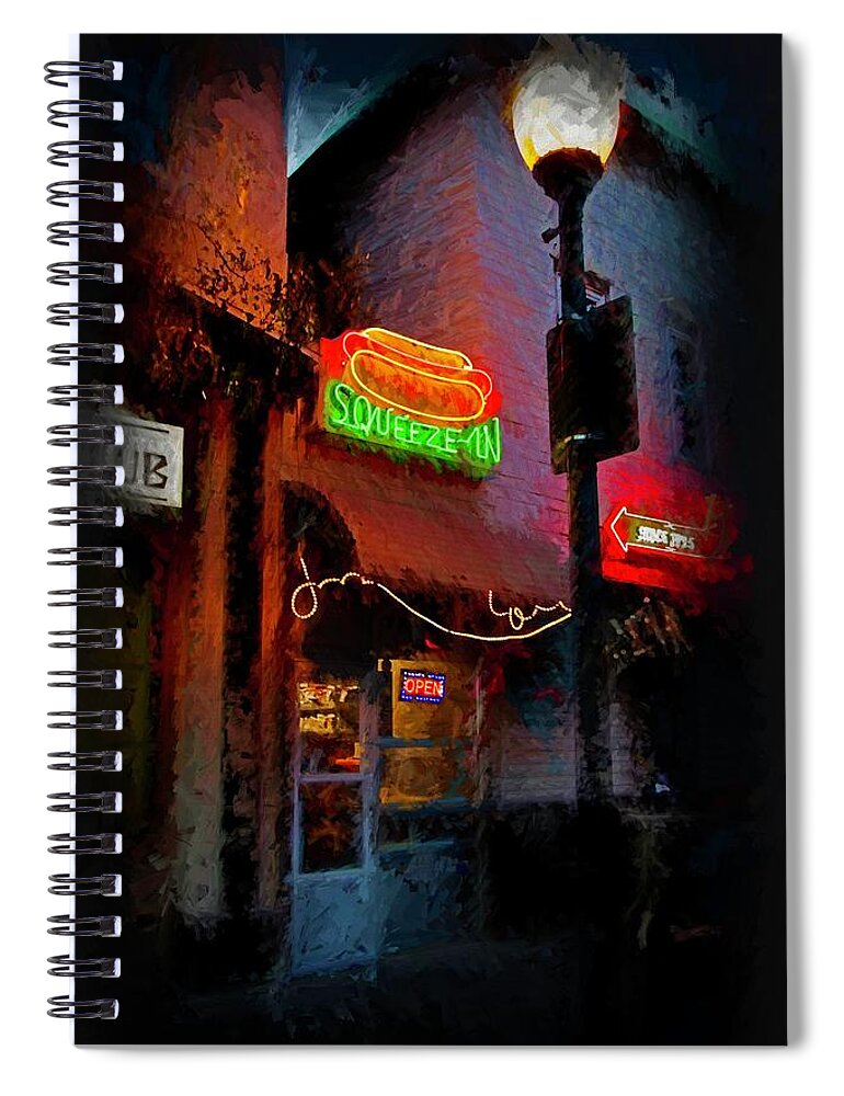 Squeeze Spiral Notebook featuring the digital art Squeeze-In, Sunbury, PA by Barry Wills