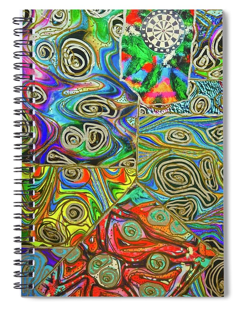 Darts Spiral Notebook featuring the mixed media Squiggly Darts With Squiggly Parts by Debra Amerson