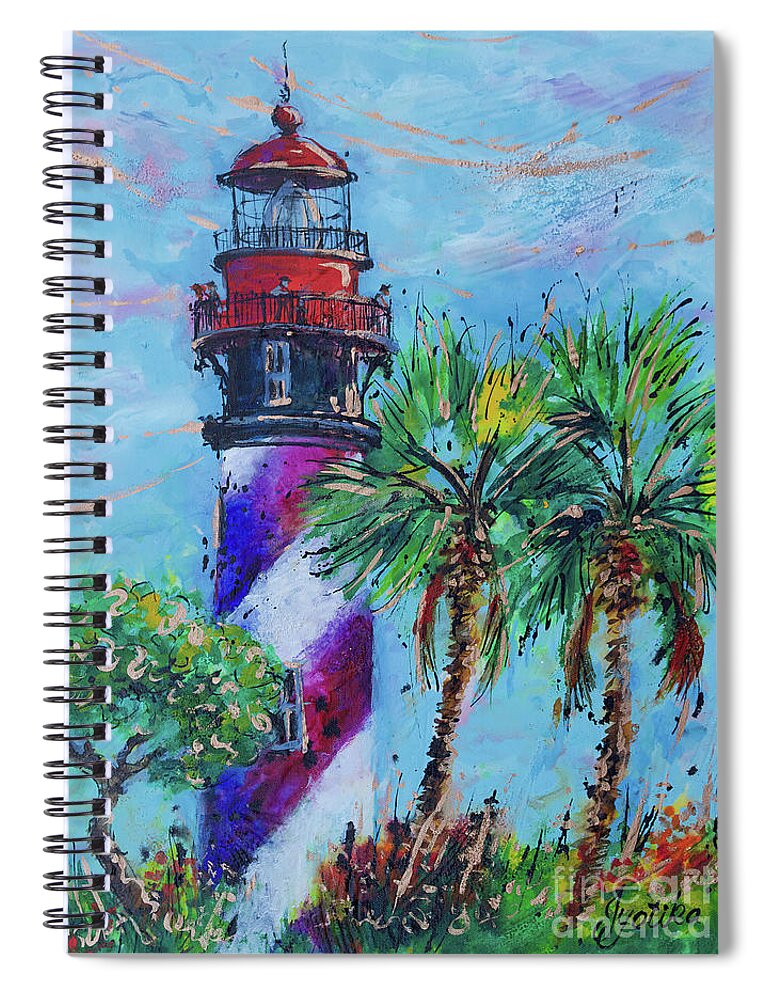  Spiral Notebook featuring the painting St. Augustine Lighthouse lll by Jyotika Shroff
