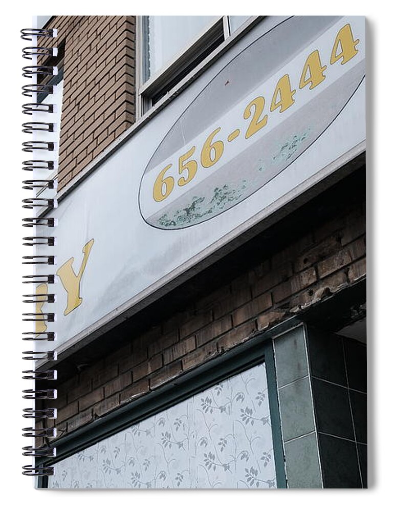 Urban Spiral Notebook featuring the photograph St Clair Bakery by Kreddible Trout
