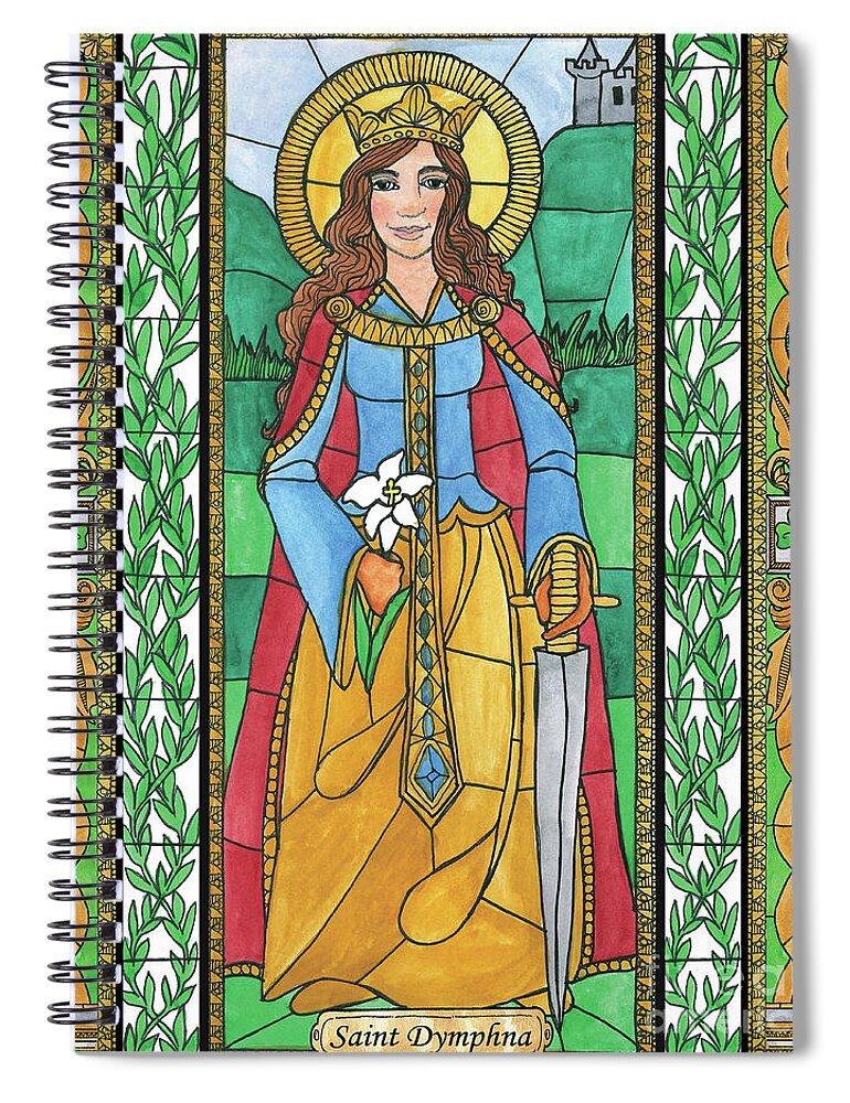 Saint Ddymphna Spiral Notebook featuring the painting St. Dymphna by Brenda Nippert
