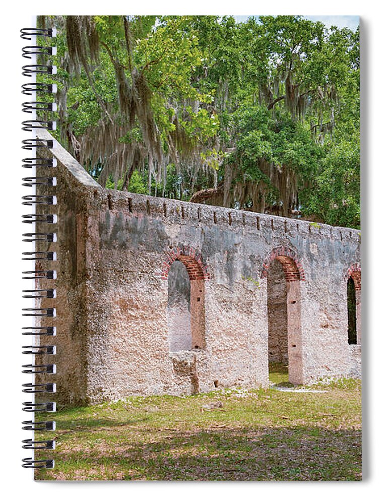 St Helena Island Spiral Notebook featuring the photograph St. Helena Island Chapel of Ease 10 by Cindy Robinson