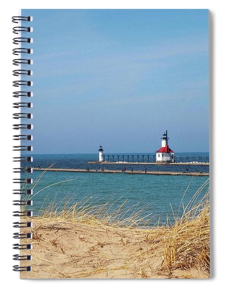 Northernmichigan Spiral Notebook featuring the photograph St Joesph Lighthouse IMG_3717 HRes by Michael Thomas