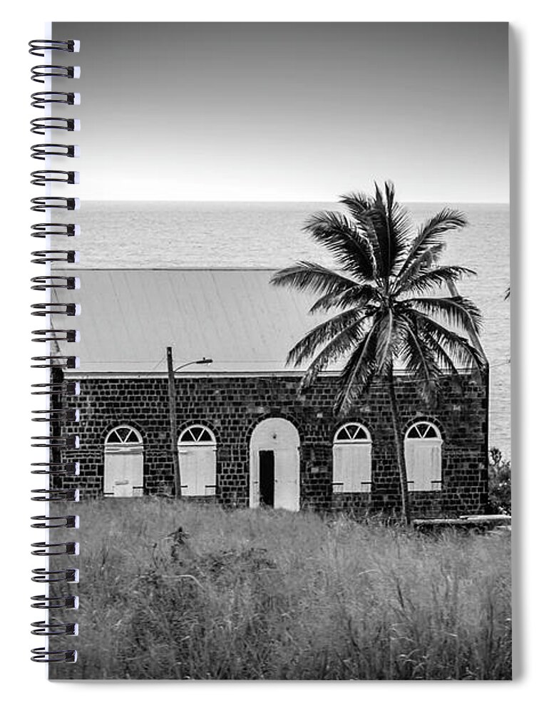 Architecture Spiral Notebook featuring the mixed media St. John's Anglican Church, Saint Kitts by Pheasant Run Gallery