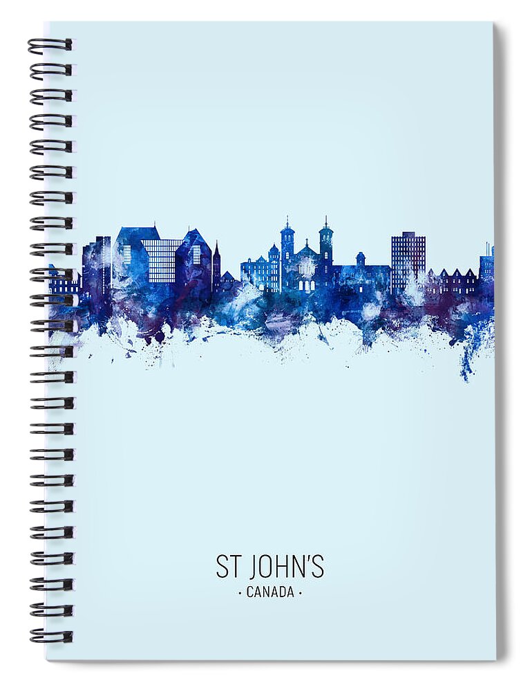 St John's Spiral Notebook featuring the digital art St Johns Canada Skyline #84 by Michael Tompsett