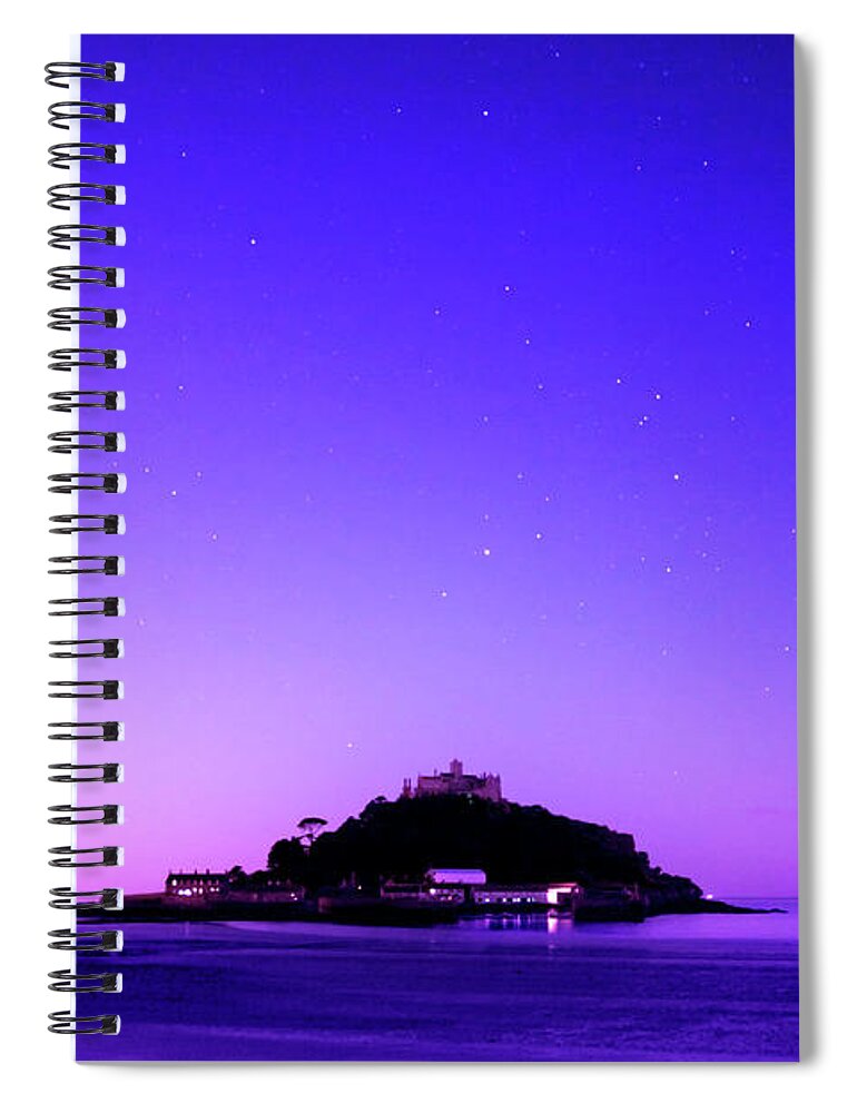 St. Michael's Mount Spiral Notebook featuring the photograph St Michael's Mount at Night by Terri Waters