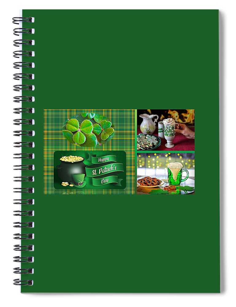 Irish Spiral Notebook featuring the mixed media St. Patrick's Day Celebration by Nancy Ayanna Wyatt