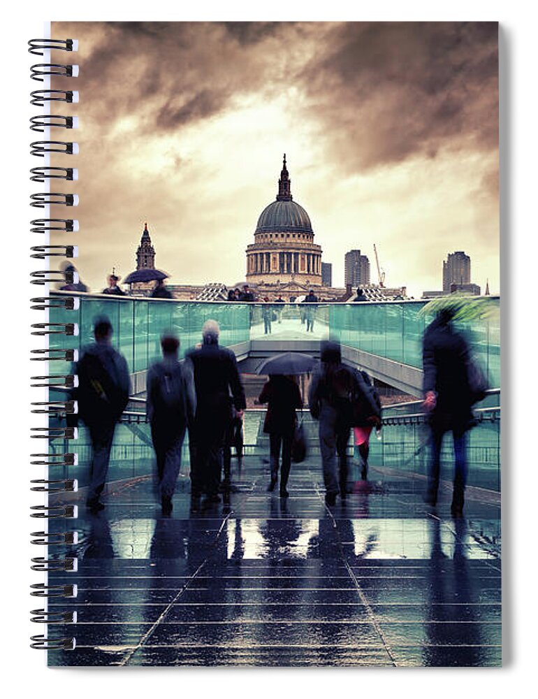 St Paul's Cathedral Spiral Notebook featuring the photograph St Paul's Cathedral in the rain by Jane Rix