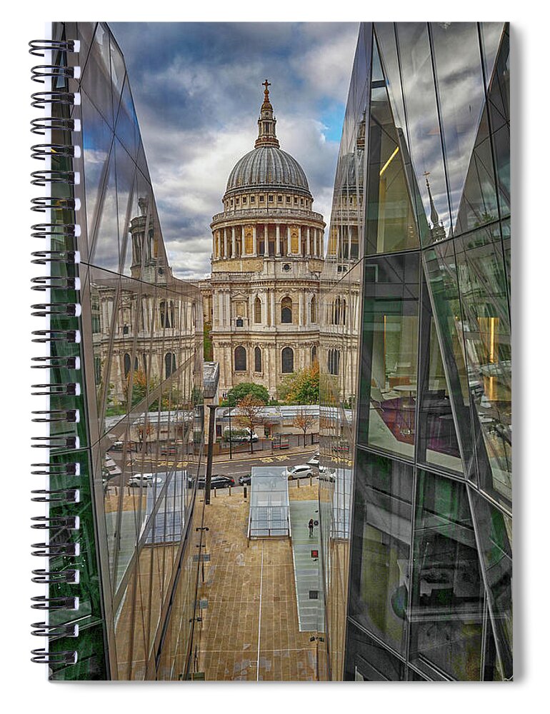 St Pauls Spiral Notebook featuring the photograph St Pauls Cathedral London from the lift in One New Change by John Gilham