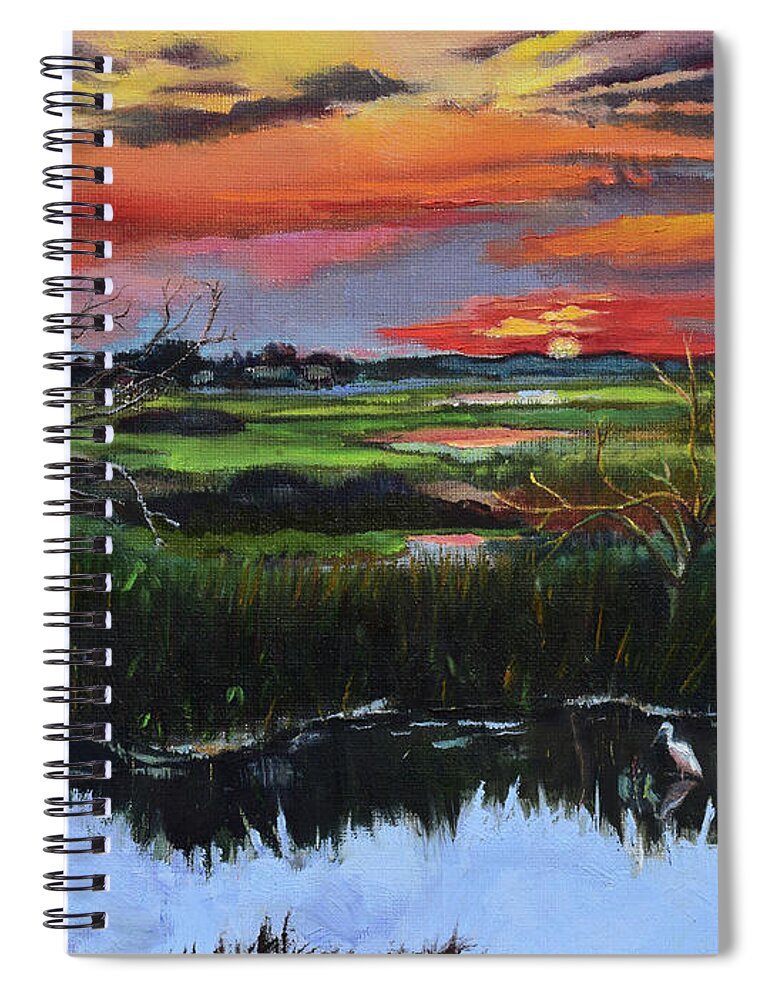 St. Simons Spiral Notebook featuring the painting St. Simons Sunrise by Jan Dappen