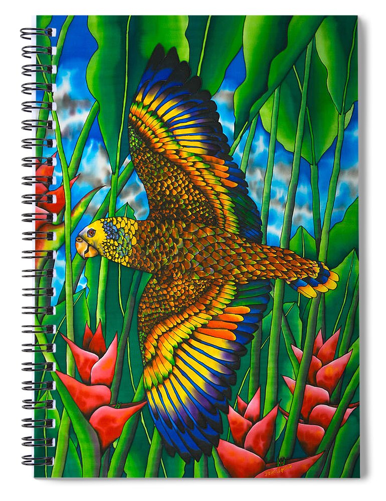 Bird Spiral Notebook featuring the painting St. Vincent Amazon by Daniel Jean-Baptiste