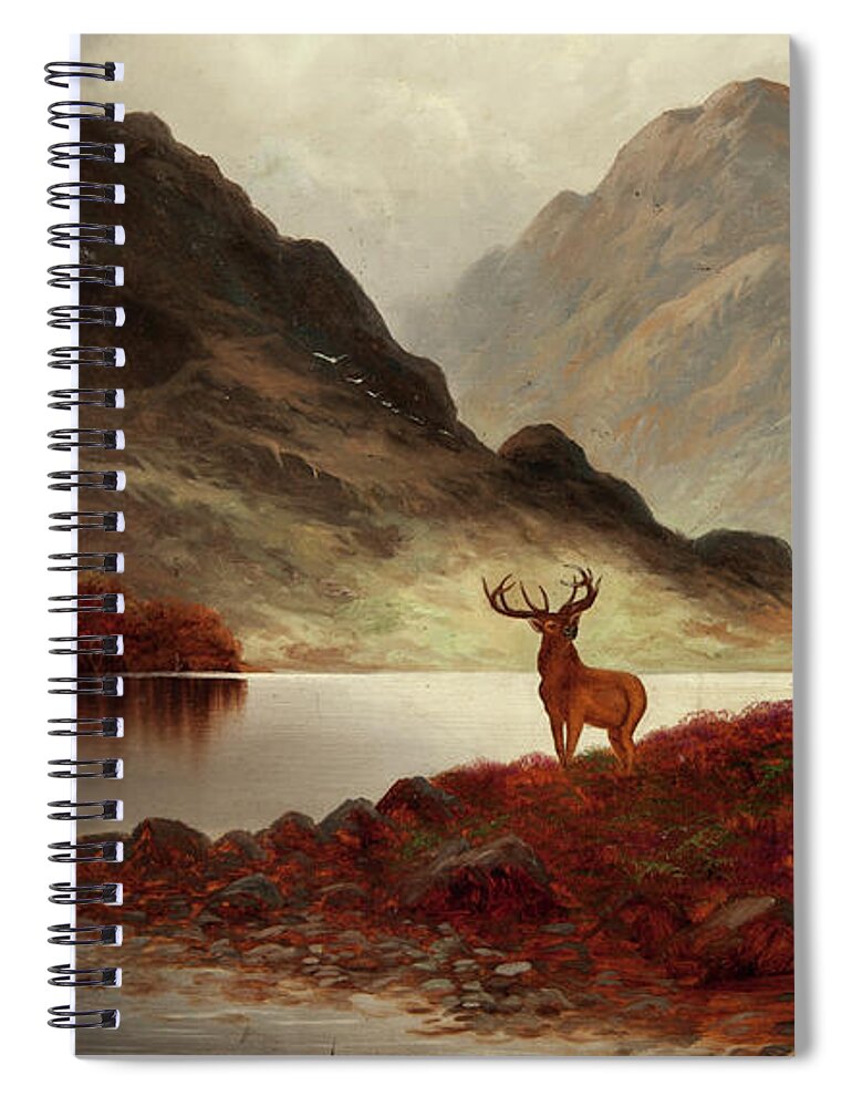 Stag At Bay Spiral Notebook featuring the painting Stag at Bay by F Carl