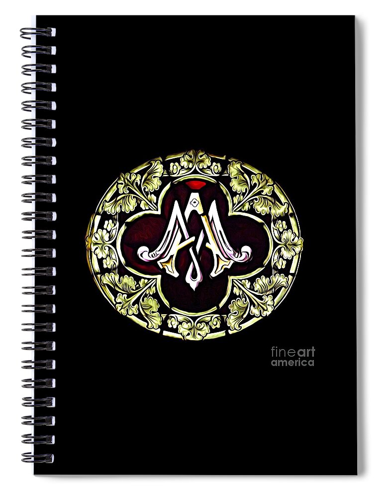 Stained Glass Blessed Virgin Mary Symbol Expressionistic Abstract Spiral Notebook featuring the photograph Stained Glass Blessed Virgin Mary Symbol Expressionistic Abstract by Rose Santuci-Sofranko