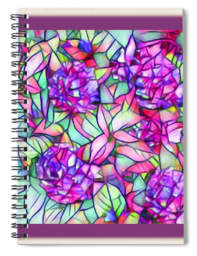  Spiral Notebook featuring the photograph Stained Glass Flowers by Shirley Moravec