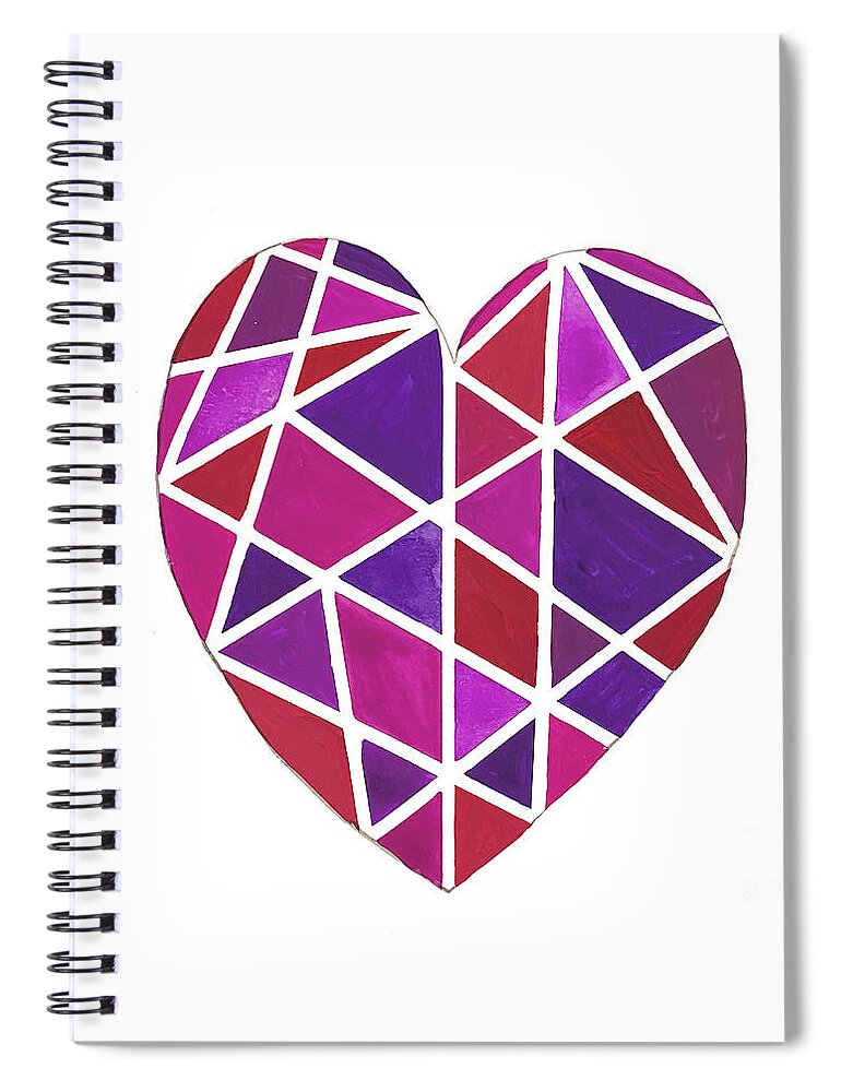 Valentine's Day Spiral Notebook featuring the mixed media Stained Glass Heart by Lisa Neuman