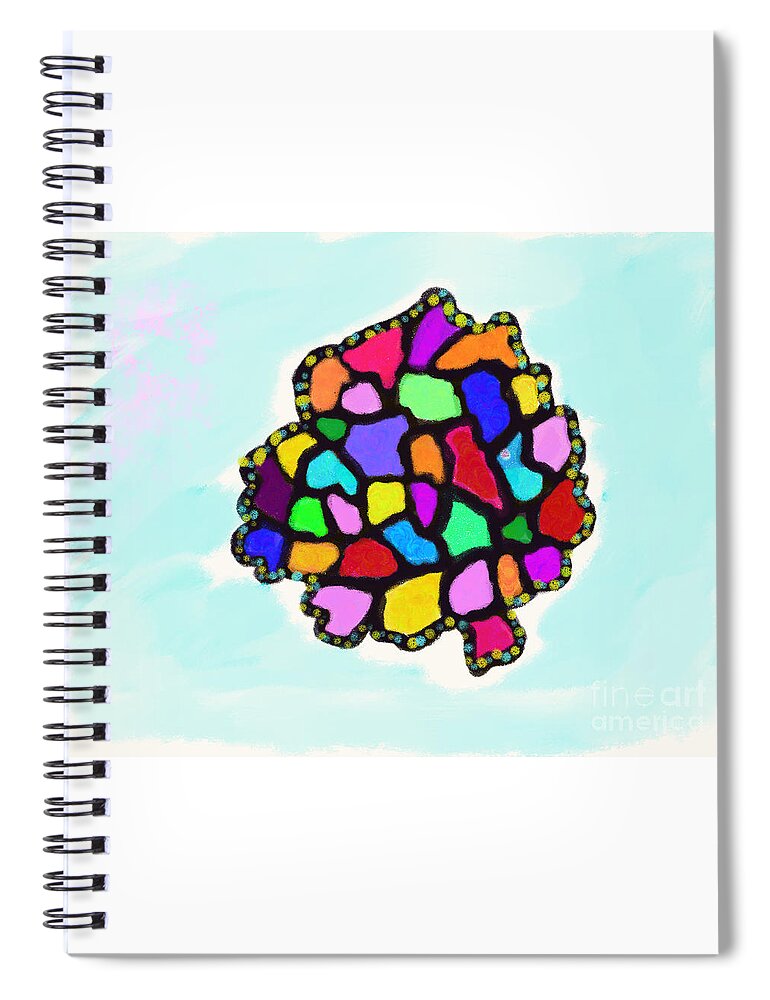 Primitive Impressionistic Expressionism Spiral Notebook featuring the digital art Stained-glass Pomegranate by Zotshee Zotshee