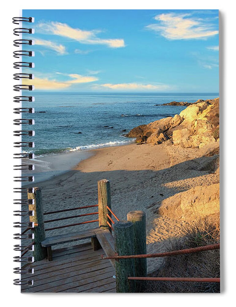 Beach Spiral Notebook featuring the photograph Stairs to the Beach Cove by Matthew DeGrushe