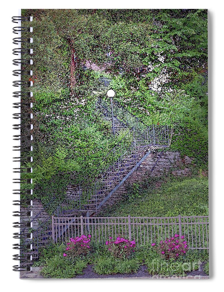 Mt Adams Spiral Notebook featuring the photograph Stairs up Celestial Street by Bentley Davis