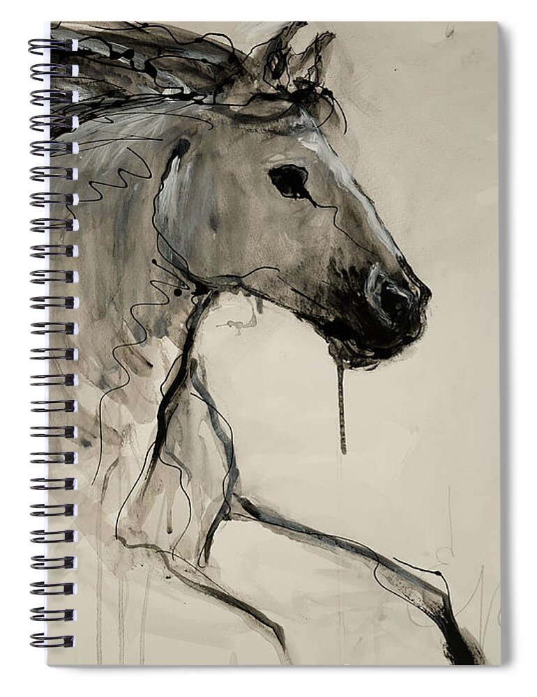 Wild Horse Spiral Notebook featuring the painting Stallion by Elizabeth Parashis
