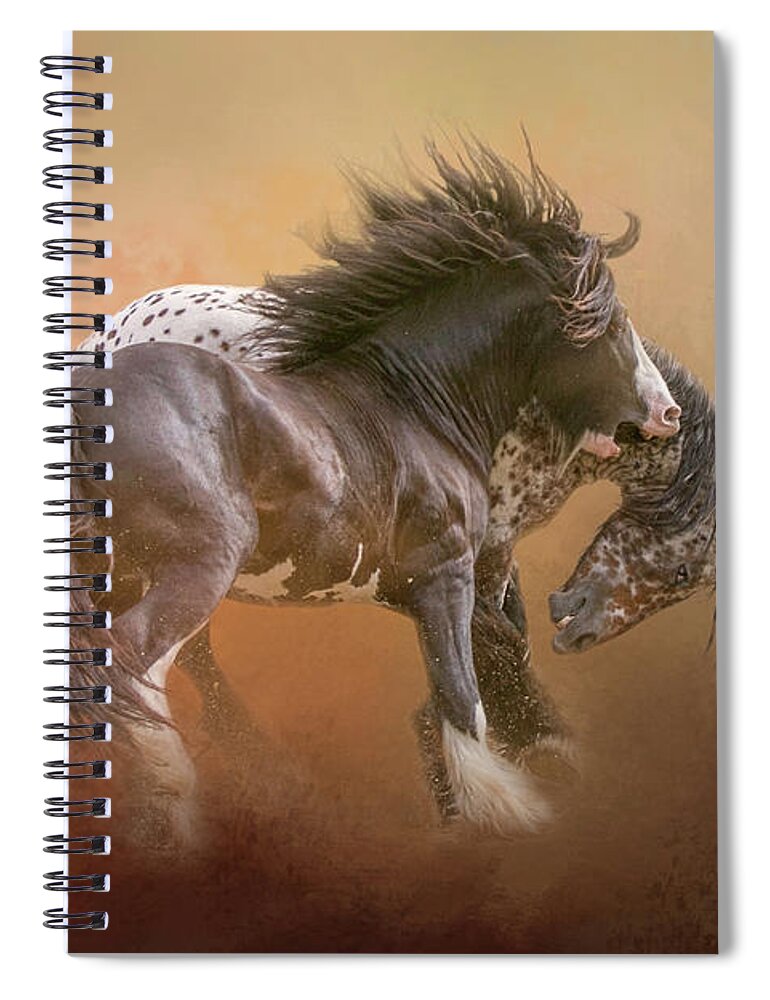 Stallion Spiral Notebook featuring the digital art Stallion Play by Nicole Wilde