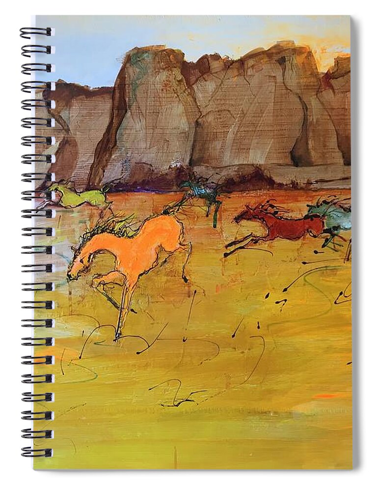 Horses Spiral Notebook featuring the painting Stampede Mesa 2 by Elizabeth Parashis