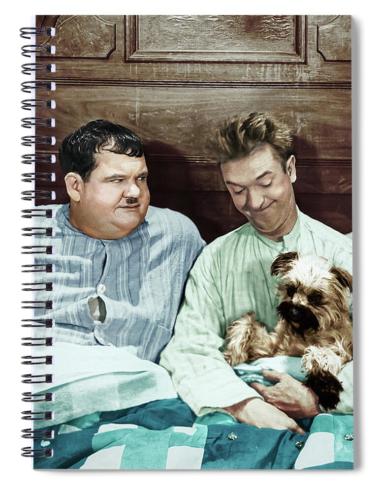 Stan Spiral Notebook featuring the digital art Stan and Ollie with their Puppy by Franchi Torres