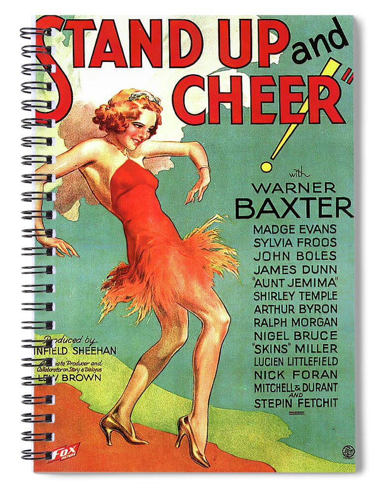 Stand Spiral Notebook featuring the mixed media ''Stand Up and Cheer'', 1934 by Movie World Posters