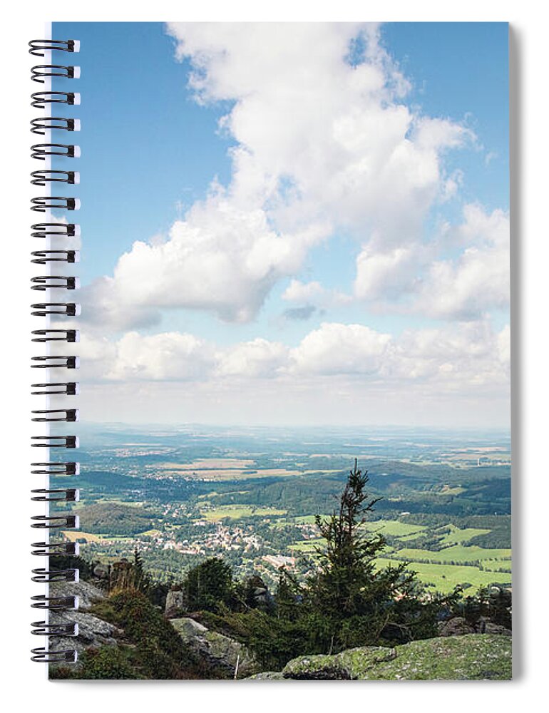 Outdoor Spiral Notebook featuring the photograph Standing on a rock in Jizera mountains by Vaclav Sonnek