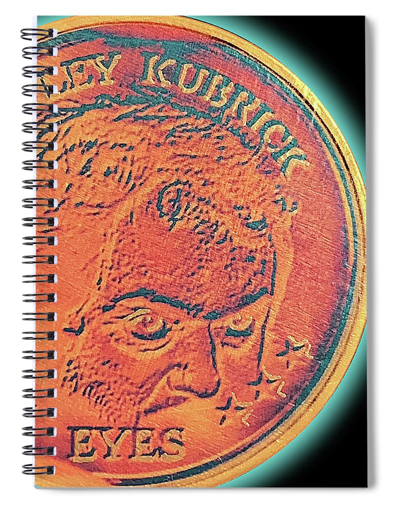 Wunderle Spiral Notebook featuring the mixed media Stanley Kubrick EYES V1A by Wunderle