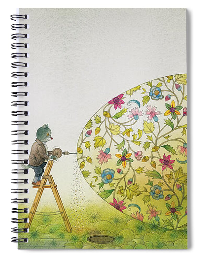 Easter Egg Cat Holiday Mystery Yard Colors Flowers Fairytale Spiral Notebook featuring the drawing Star Bird 12 by Kestutis Kasparavicius
