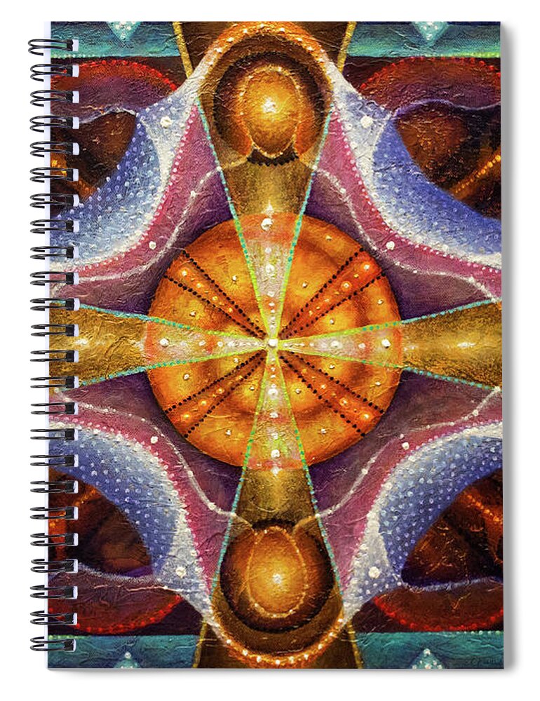 Stars Spiral Notebook featuring the painting Star Council by Kevin Chasing Wolf Hutchins