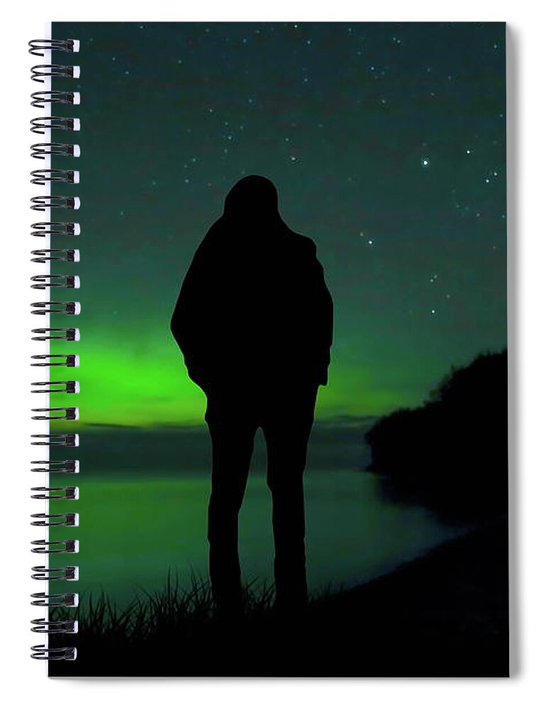 Aurora Borealis Spiral Notebook featuring the photograph Star Gazing by Andrea Kollo