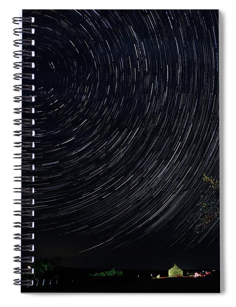 Astrophotography Spiral Notebook featuring the digital art Star Trails June 2022 by Brad Barton