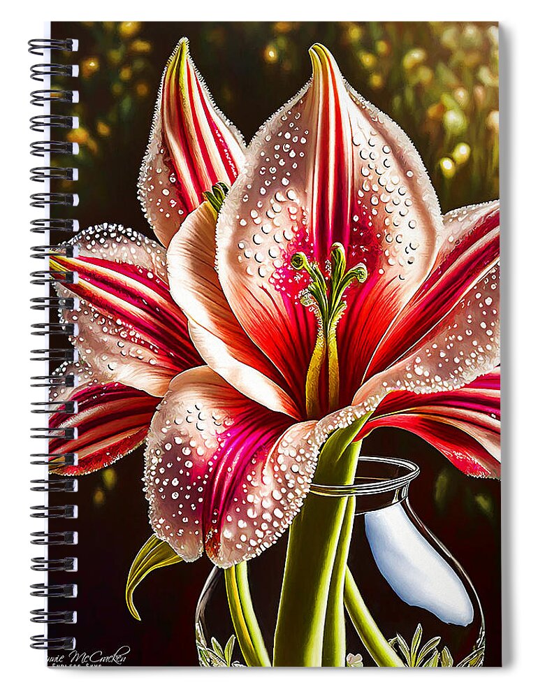 Stargazer Lily Spiral Notebook featuring the mixed media Stargazer Lily by Pennie McCracken