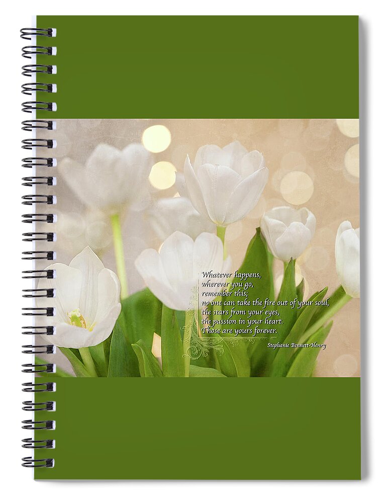 White Flowers Spiral Notebook featuring the photograph Stars In Your Eyes Quote by Jill Love