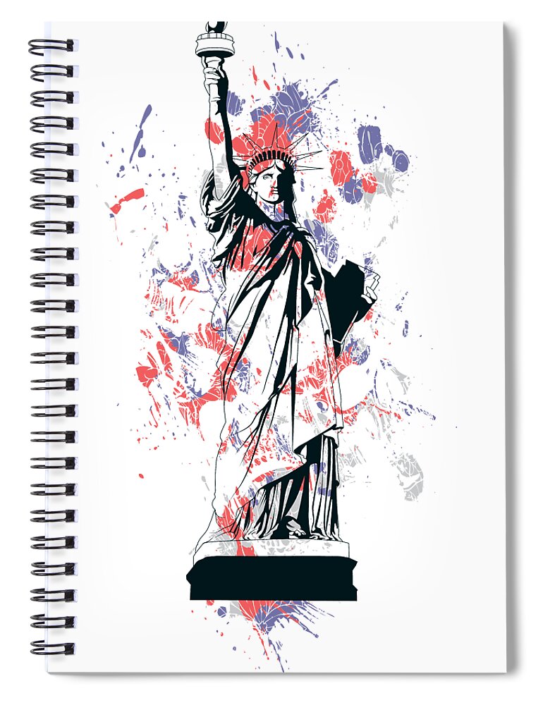 Military Spiral Notebook featuring the digital art Statue of Liberty by Jacob Zelazny