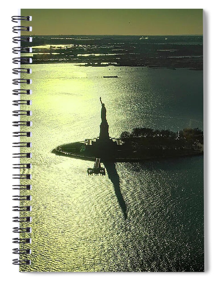 Statue Of Liberty Spiral Notebook featuring the photograph Statue of Liberty Silhouette by Bill Swartwout