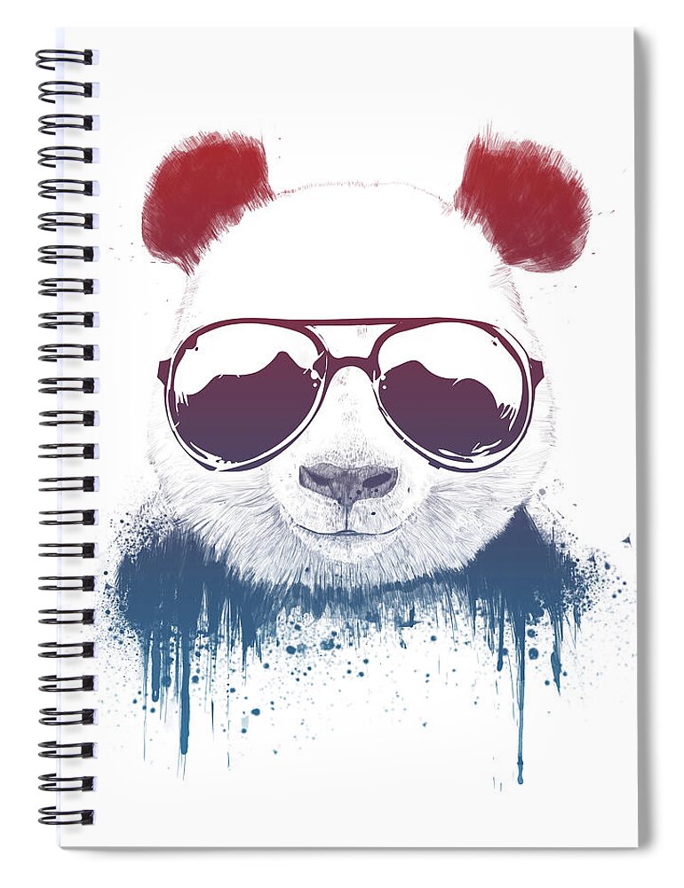 Panda Spiral Notebook featuring the drawing Stay Cool II by Balazs Solti