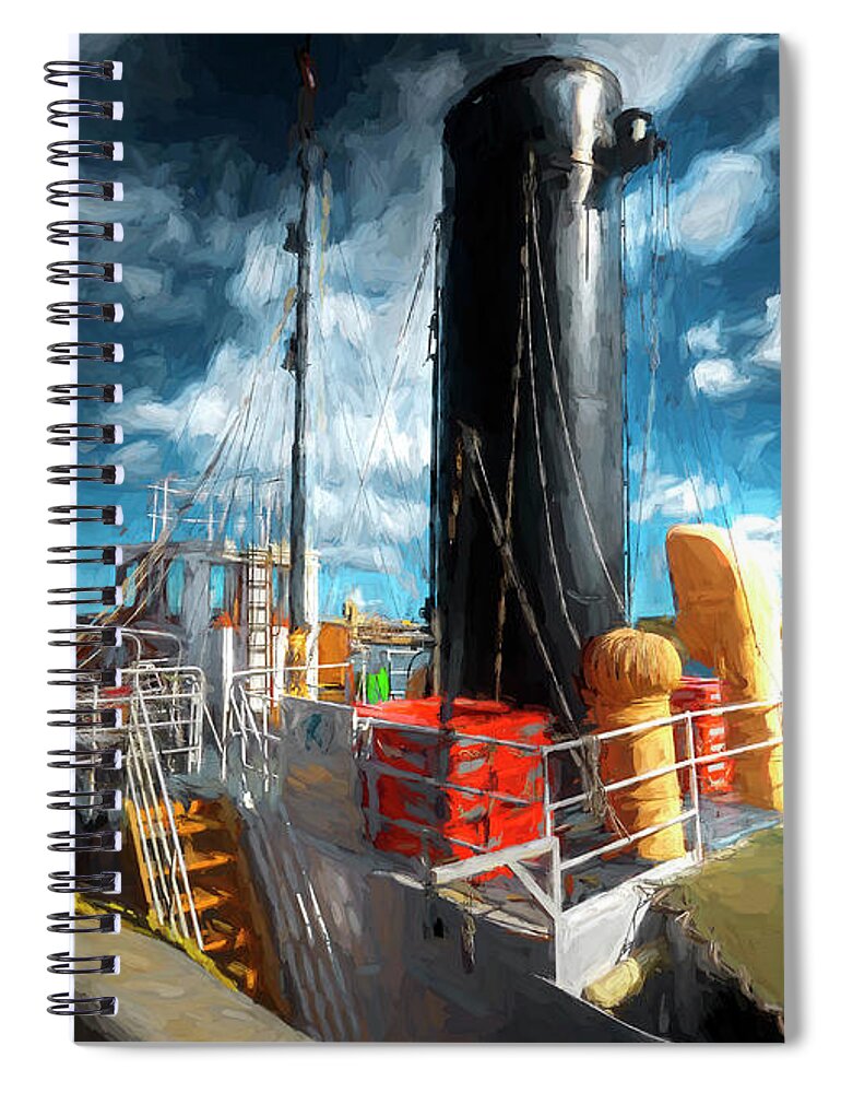 Boat Spiral Notebook featuring the digital art Steam Driven by Wayne Sherriff