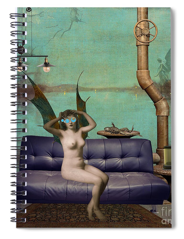 Digital Collage Spiral Notebook featuring the digital art Steam Fairy by Janice Leagra